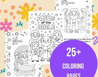 ABCs of the Bible Coloring Book for Kids 5+ yo | Christian Alphabet Coloring Pages | Bible Stories A–Z Printable | Faith Learning Activity