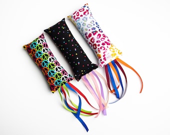 Catnip Kicker Toy – Handmade Cat Toy, Catnip Toy for Cats, Kicker Stick with Ribbons