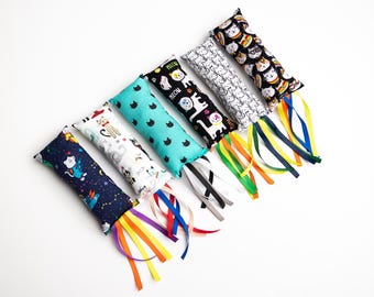 Catnip Kicker Toy – Handmade Cat Toy, Catnip Toy for Cats, Kicker Stick with Ribbons