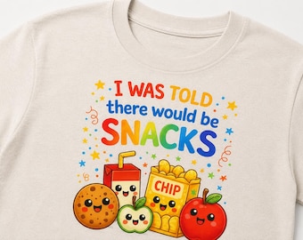 Camiseta infantil divertida com estampa de lanches, camiseta "Me disseram que haveria lanches", camiseta de volta às aulas, camiseta infantil com estampa, presente para pré-escola