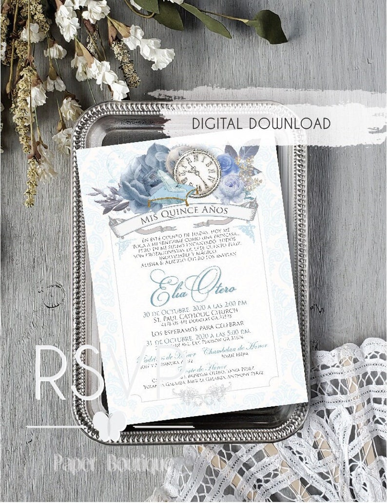 Quinceanera Invitation Cinderella Clock Invitation Quinceanera Sweet ...