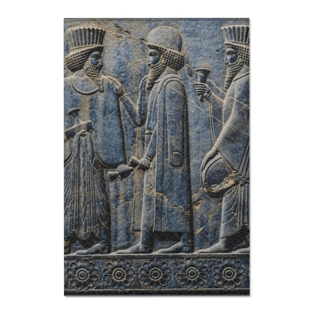 Ancient Persian Relief Area Rug | Historical Artifact Carpet, Royal ...