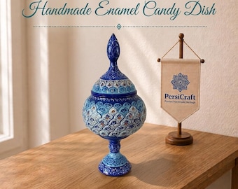 Fully Handmade Persian Copper Candy Dish / Chocolate Bowl / Decorative Artwork – Floral Hand-painted Enamel Bowl. MinakariArt (H. 30 cm).