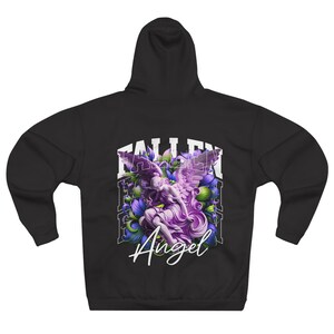 Fallen Angel Hoodie- THORVAL | Purple Floral Wings, Gothic Script
