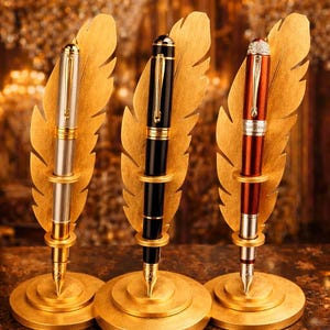 Laser Cut Pen Stand SVG | Feather Pen Holder Template | Desk Organizer Vector File | Cricut Glowforge LightBurn | 3mm Wood