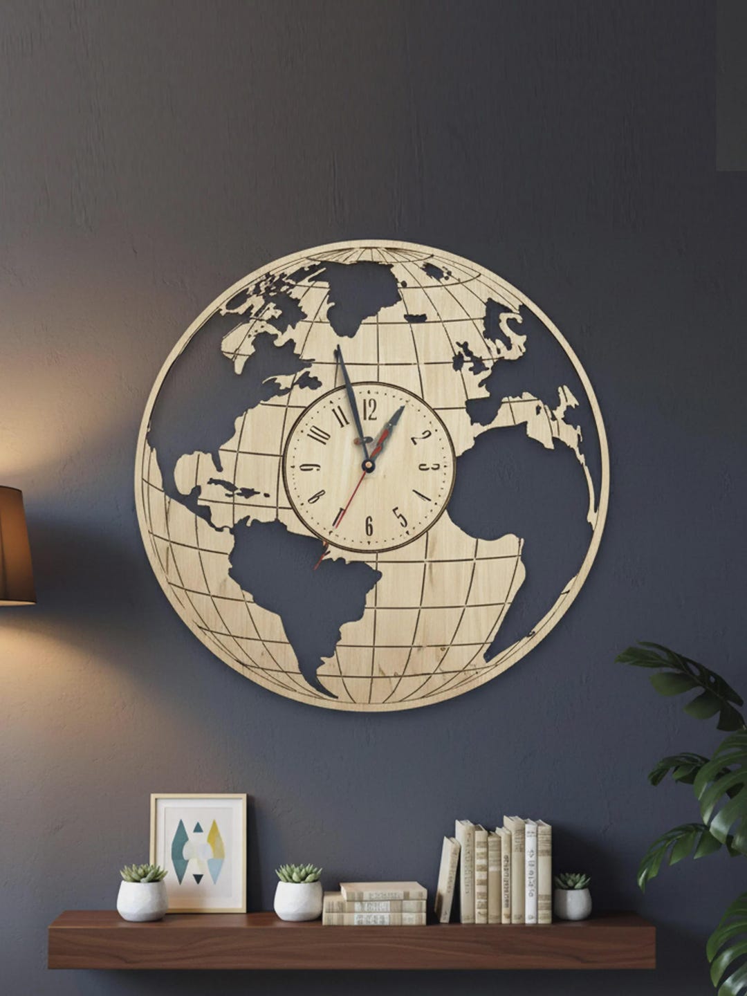 Earth Globe World Map Clock SVG | Laser Cut Geography Wall Clock ...