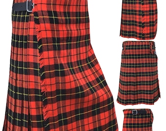 Mens Handmade Tartan Kilt – Traditional Highlander Kilt, Utility Skirt (8 Yards)