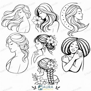 Feminine Sand Art Kit–Woman Line Art Silhouettes–Relaxing DIY Craft
