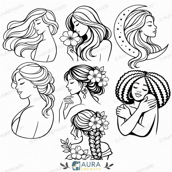 Feminine Sand Art Kit–Woman Line Art Silhouettes–Relaxing DIY Craft