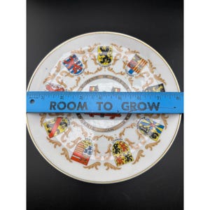 Vintage Belgium Souvenir Plate Heraldic Crests Coat of Arms Gold Rim 8.25 Inch image 4