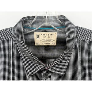 Marc Ecko Cut & Sew Mens XL Black White Checkered Long Sleeve Shirt image 3