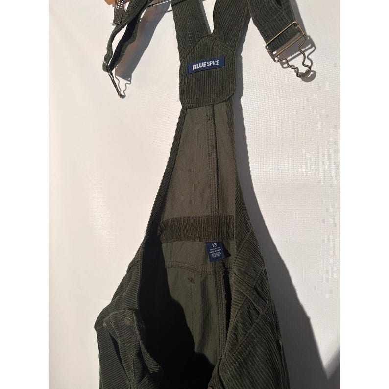 Old Navy Women's Corduroy Overalls Size 4 Dark Green Charcoal Slim Leg image 3