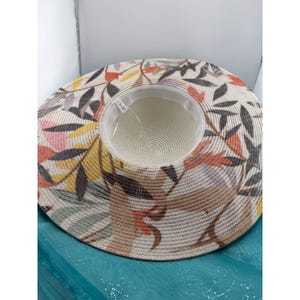 Lucky 7 USA Womens Cream Wide Brim Straw Sun Hat Floral UV Protection image 4