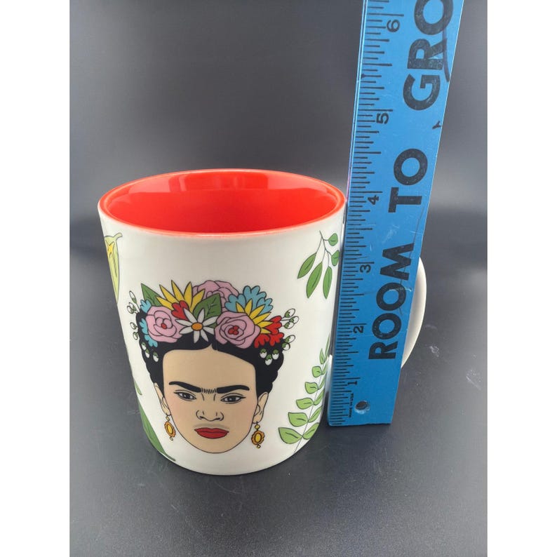 The Found Frida Kahlo Coffee Mug Red Interior Floral Portrait 12 Oz image 5