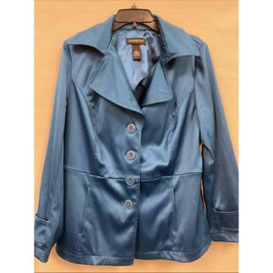 Lane Bryant Womens Shiny Satin Four Button Blazer Jacket Size 16 image 2
