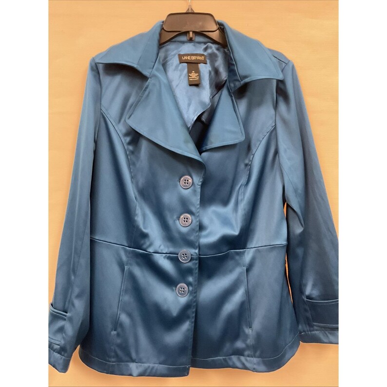 Lane Bryant Womens Shiny Satin Four Button Blazer Jacket Size 16 image 2