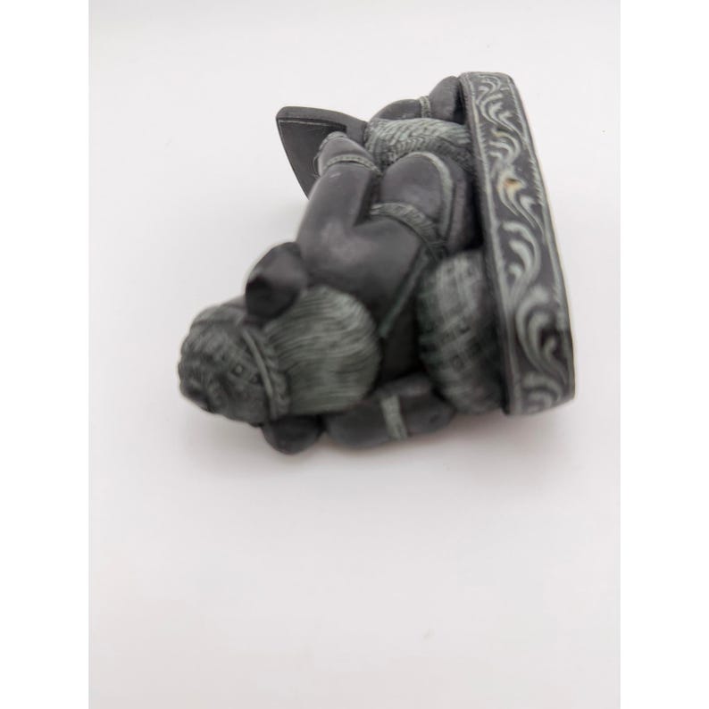 Lord Ganesha laptopbeeldje, zwart gesneden hindoeïstisch olifantengodfiguur, decoratie afbeelding 5