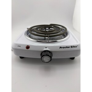 Proctor Silex 34101P White Single Burner Hot Plate Portable Cooktop image 2