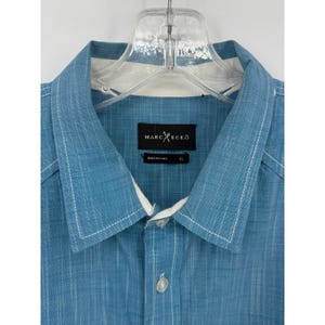 Marc Ecko Mens XL Blue Chambray Long Sleeve Button Up Shirt image 3
