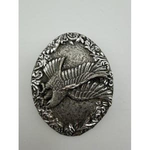 Vintage Silver Tone Eagle Belt Buckle Western Floral Scroll Americana image 4