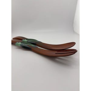 Costa Rica Hand-Painted Sea Turtle Wooden Salad Servers Set Folk Art image 6