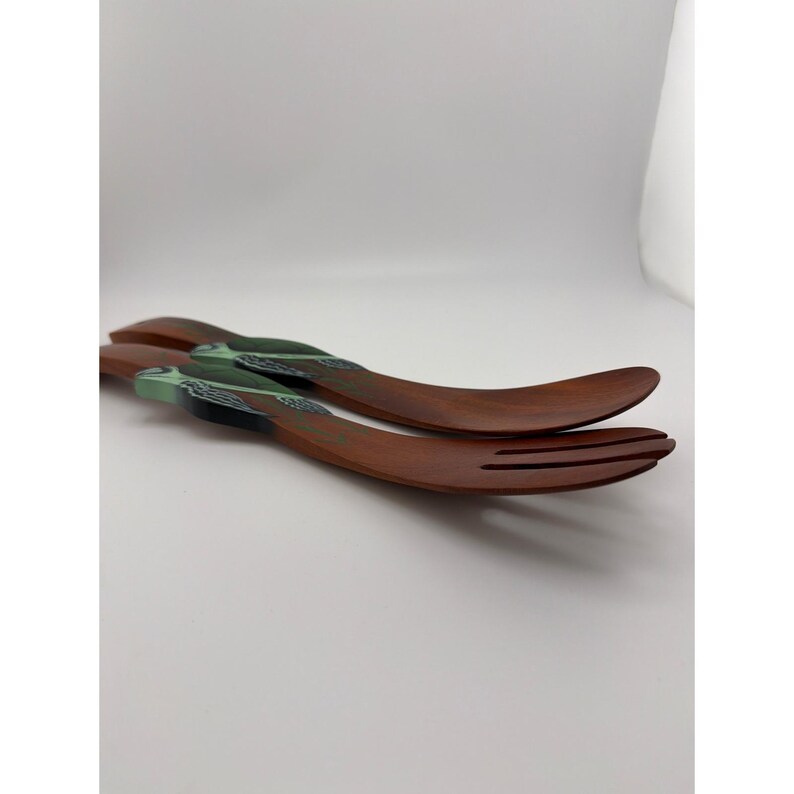 Costa Rica Hand-Painted Sea Turtle Wooden Salad Servers Set Folk Art image 6