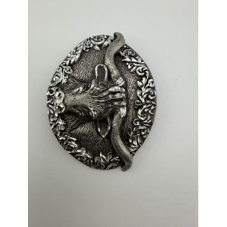 Ege Vintage zilverkleurige riemgesp met Longhorn-stiermotief afbeelding 3