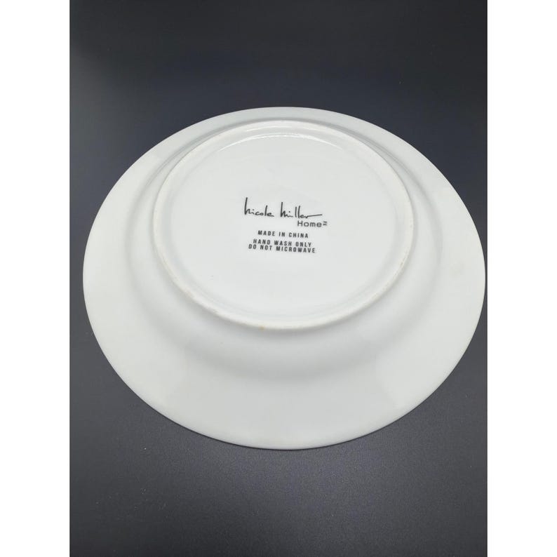 Nicole Miller Home NMH12 Gold Mosaic Leaf Salad Plate 8 Inch White Metallic image 4
