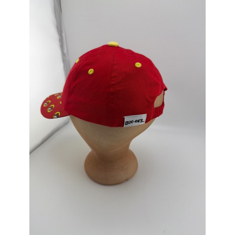 Buc-ee's Youth Red Baseball Cap Beaver Logo UPF 50 Print Brim Elastic image 3