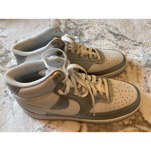 Nike Air Force 1 High Top Sneakers White Silver Size 9 image 5