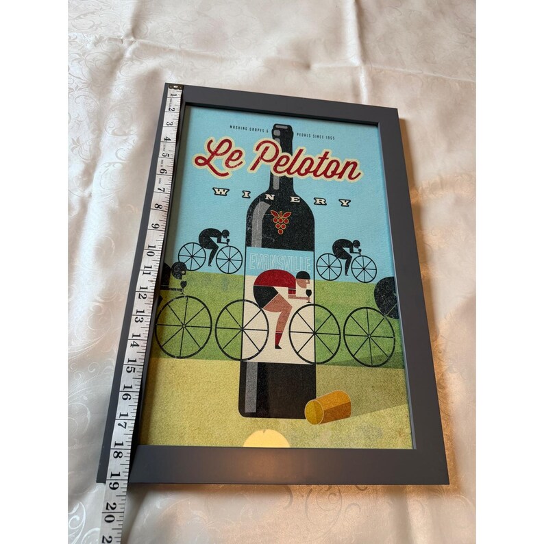 Le Peloton Winery Evansville Framed Art Print Vintage Cycling Wine Decor 13x19 image 4