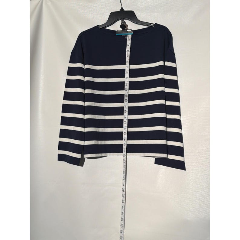 J.Crew Women's Striped Boatneck Long Sleeve Top M Navy White Relaxed Fit image 5