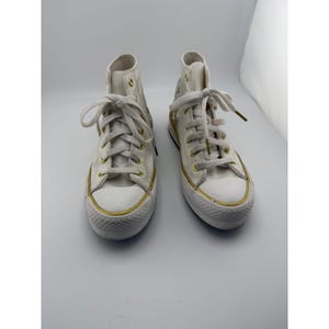 Zapatillas Converse Chuck Taylor All Star High Top Gold Star White para niños, talla 4 imagen 1