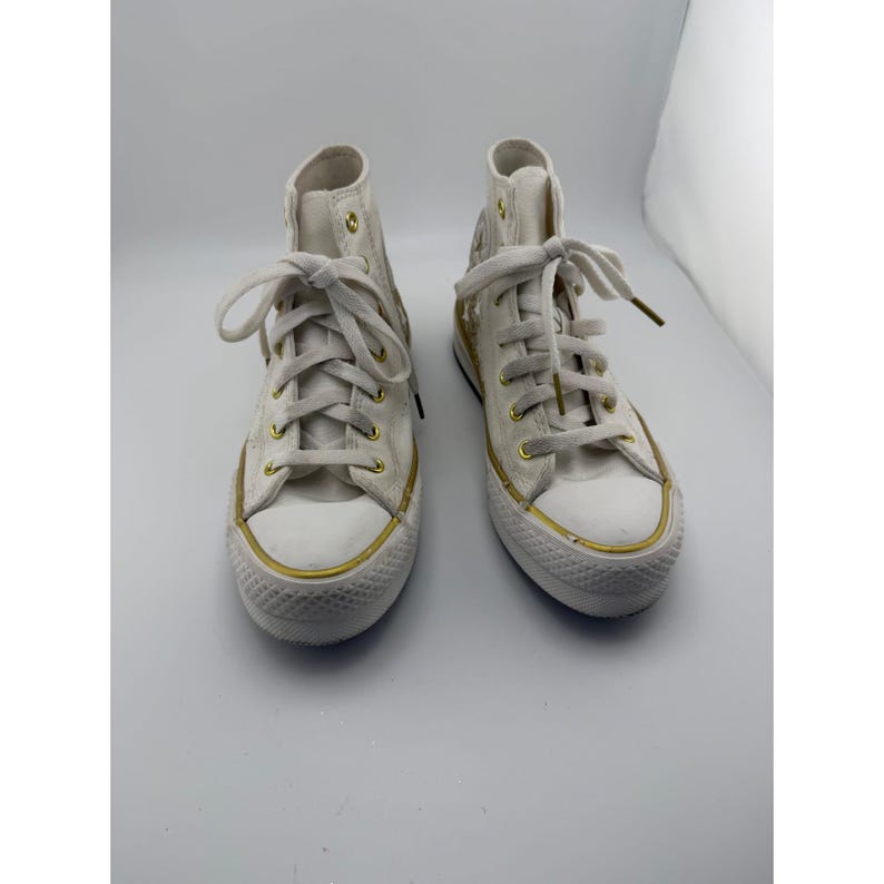 Zapatillas Converse Chuck Taylor All Star High Top Gold Star White para niños, talla 4 imagen 1