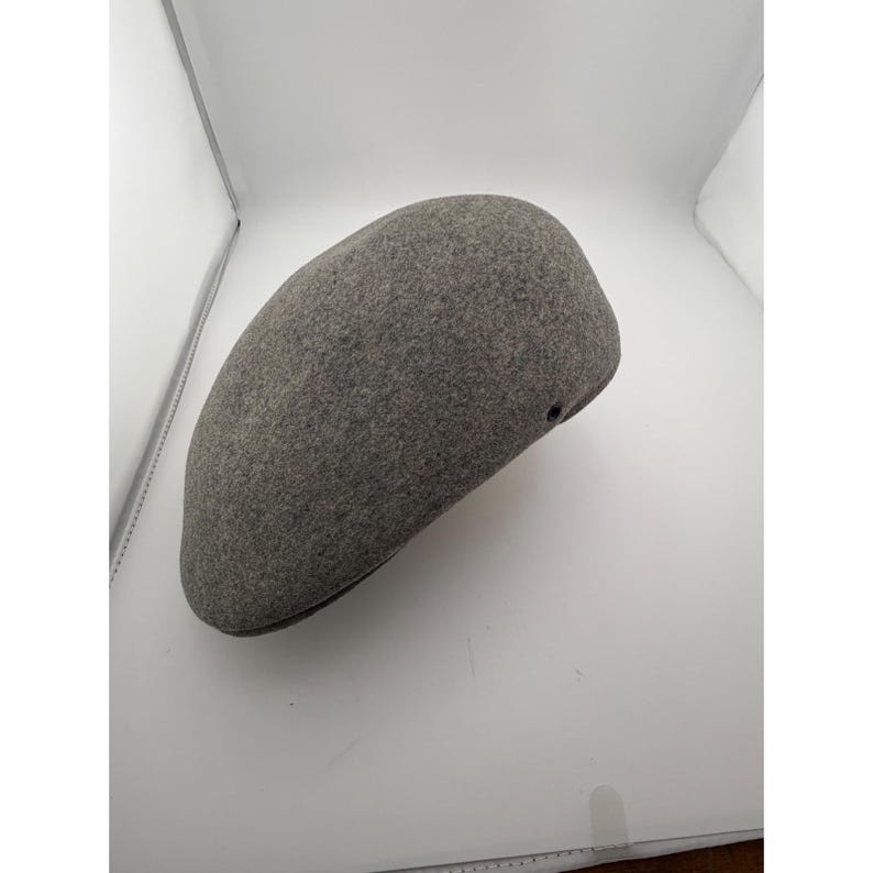 Hats in the Belfry Mens Gray 100% Wool Flat Cap Ivy Driving Hat Large USA Made image 3