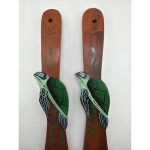 Costa Rica Hand-Painted Sea Turtle Wooden Salad Servers Set Folk Art image 2