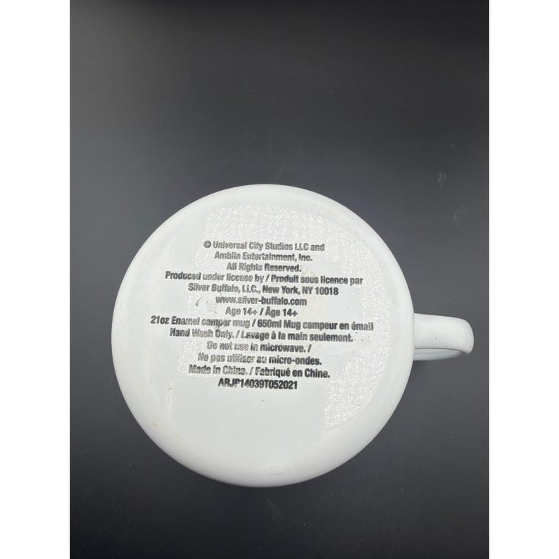 Jurassic Park Ranger Enamel Campfire Mug White Tin Coffee Cup T-Rex Logo image 4