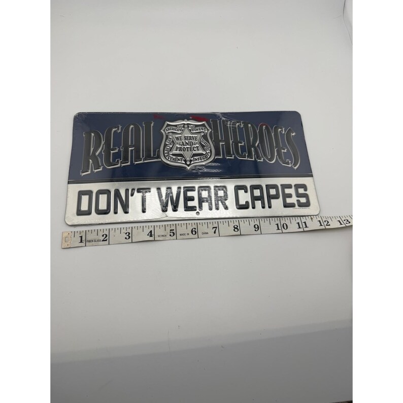 Open Road Brands Real Heroes Don't Wear Capes Police Metal Sign 12x6 New image 3