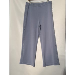 Boston Proper Soft Wide Leg Pants w/ Studded, Blue Crystal Rhinestone Size 10 image 1