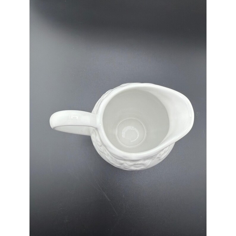 Cooks Club Whitehall Creamer Pitcher White Embossed Floral Porcelain 4.5 Inch image 3