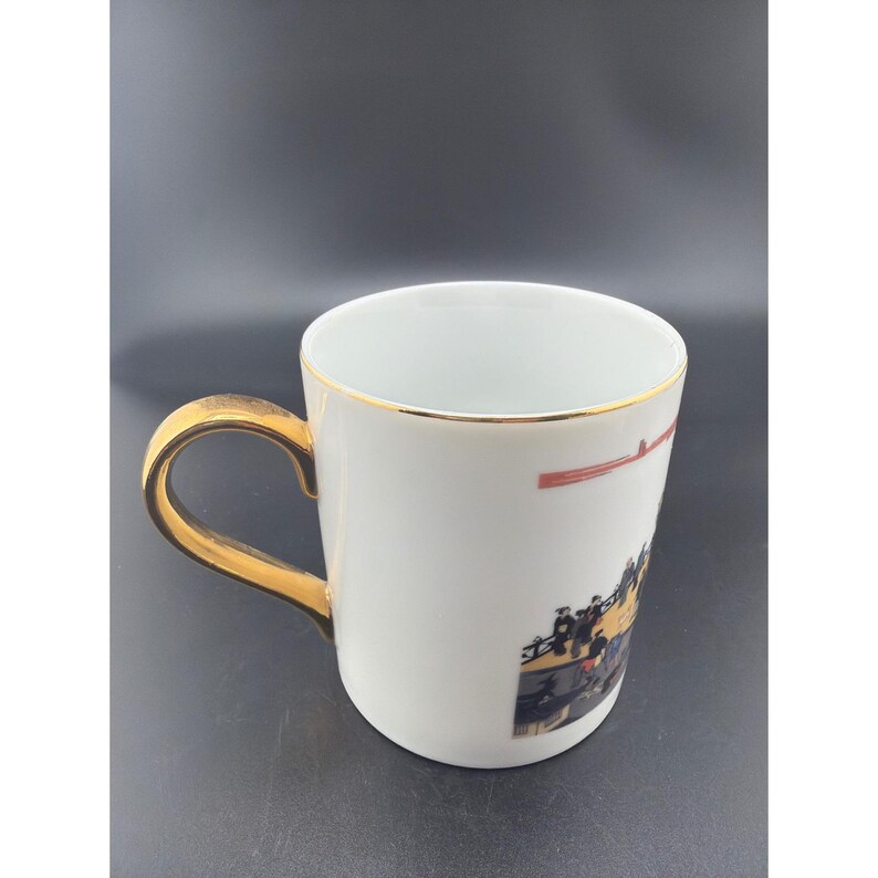 Osaka Castle Museum Collection Japan Porcelain Mug Gold Handle Historical Art image 2