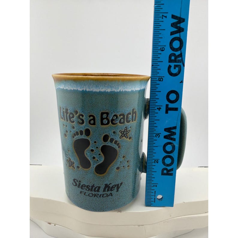 Siesta Key Florida Lifes a Beach Teal Reactive Glaze Coffee Mug image 6