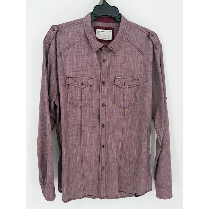 Marc Ecko Cut & Sew Mens XL Red Cotton Long Sleeve Button Up Shirt image 1