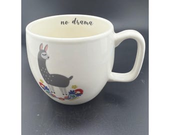 Opalhouse Target No Drama Llama Porcelain Coffee Mug 16 Oz White Floral