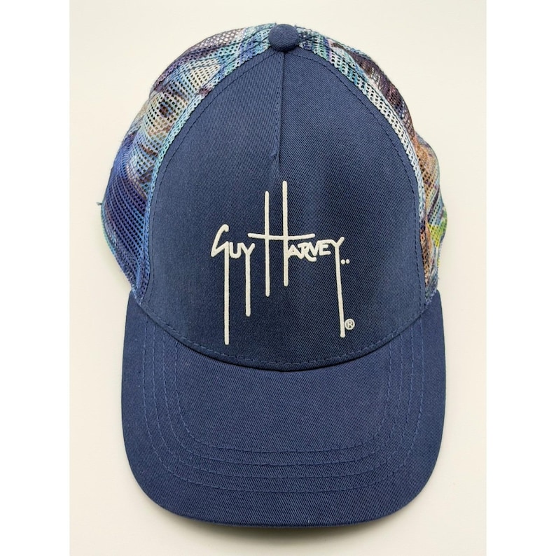 Guy Harvey AFTCO Navy Mesh Trucker Snapback Hat Fishing OSFM image 3