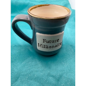 Future Millionaire Ceramic Coffee Mug Slate Blue Motivational Gift Cup image 1