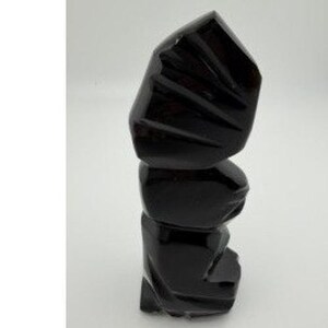 Abstract Obsidian Carved Stone Sculpture Black Geometric Modern Decor image 4