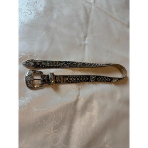BB Simon Camo Crystal Studded Western Belt Silver Buckle Rhinestone Camouflage image 7