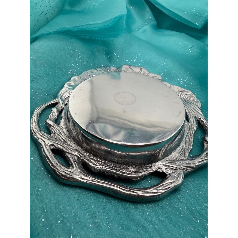 Arthur Court 1992 Grapevine Aluminum Wine Bottle Coaster Silver Tone Barware image 1
