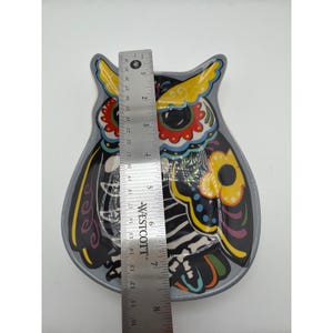 Cracker Barrel Day of the Dead Owl Stoneware Trinket Dish image 4